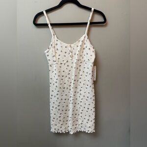 White Floral Spaghetti Strap Dress